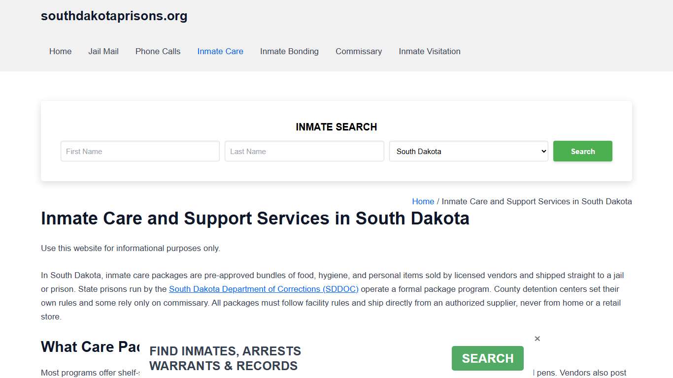 South Dakota Inmate Care